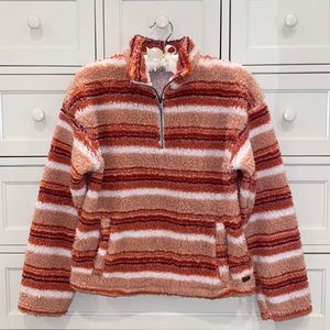 Fall colors striped Sherpa quarter zip!!